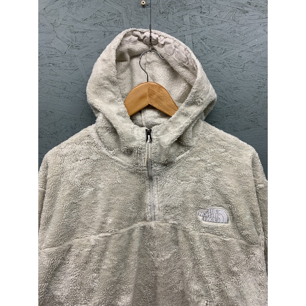 The North Face Fleece Women's XL Ivory Osito 1/4 Zip Pullover Hoodie Cropped - Picture 3 of 10